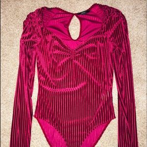 Red, Suede Forever21 Ribbed Bodysuit